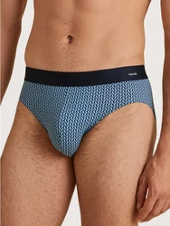 CALIDA Slip Cotton Code Design Herren Dunkelblau/Hellblau/Blau