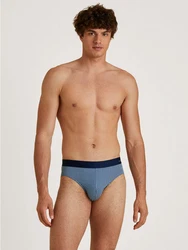 CALIDA Slip Cotton Code Design Herren Dunkelblau/Hellblau/Blau