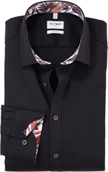 OLYMP Businesshemd Level 5 Schwarz/Dunkelblau/Braun