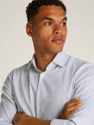 Calvin Klein Businesshemd BUSINESS STRIPE SLIM SHIRT mit Logoprint Hellblau/Grau/Blau