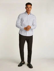 Calvin Klein Businesshemd BUSINESS STRIPE SLIM SHIRT mit Logoprint Hellblau/Grau/Blau