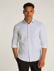 Calvin Klein Businesshemd BUSINESS STRIPE SLIM SHIRT mit Logoprint Hellblau/Grau/Blau