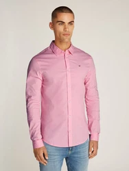 Tommy Jeans Herren Original Stretch Langarm Slim Fit Freizeithemd Rosa