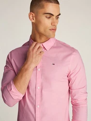 Tommy Jeans Herren Original Stretch Langarm Slim Fit Freizeithemd Rosa