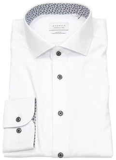 Eterna Langarm Businesshemd Weiß/Creme/Braun