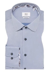 Eterna Langarmhemd Modern Fit Hellblau/Grau/Blau