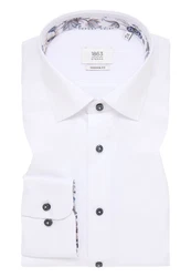 Eterna Langarmhemd Modern Fit Weiß/Schwarz/Creme