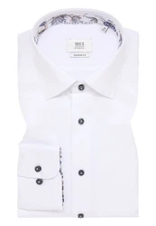 Eterna Langarmhemd Modern Fit Weiß/Schwarz/Creme