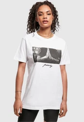 MisterTee Kurzarmshirt Ladies Pray Tee Grau/Weiß/Rosa