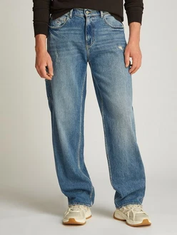 Tommy Jeans Loose-fit-Jeans Jamie Loose Straight mit Hammerschlaufe Hellblau/Blau