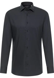 Eterna Langarmhemd SLIM FIT Schwarz/Dunkelgrau