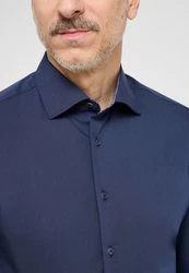 Eterna Langarmhemd SLIM FIT NON IRON Dunkelblau/Blau