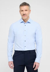 Eterna Langarmhemd SLIM FIT NON IRON Hellblau/Blau/Dunkelblau
