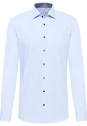 Eterna Langarmhemd SLIM FIT NON IRON Hellblau/Blau/Dunkelblau