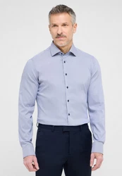 Eterna Langarmhemd SLIM FIT EASY IRON Blau/Grau/Hellblau