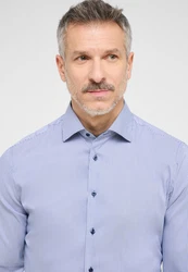 Eterna Langarmhemd SLIM FIT EASY IRON Blau/Grau/Hellblau