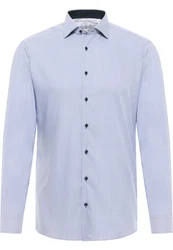 Eterna Langarmhemd SLIM FIT EASY IRON Blau/Grau/Hellblau