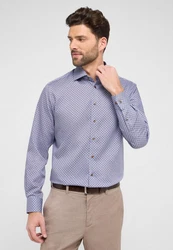 Eterna Langarmhemd Modern Fit Dunkelblau/Blau/Hellblau/Dunkelrot