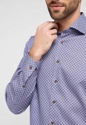 Eterna Langarmhemd Modern Fit Dunkelblau/Blau/Hellblau/Dunkelrot