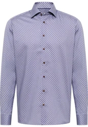 Eterna Langarmhemd Modern Fit Dunkelblau/Blau/Hellblau/Dunkelrot