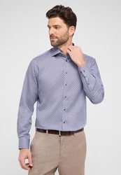 Eterna Langarmhemd Modern Fit Dunkelblau/Blau/Hellblau/Dunkelrot