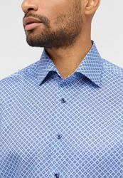 Eterna Langarmhemd Modern Fit Hellblau/Blau