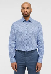 Eterna Langarmhemd Modern Fit Hellblau/Blau