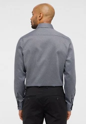 Eterna Langarmhemd Modern Fit Dunkelblau/Grau