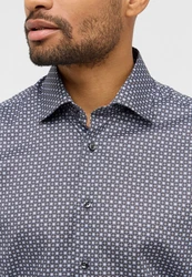 Eterna Langarmhemd Modern Fit Dunkelblau/Grau