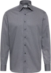 Eterna Langarmhemd Modern Fit Dunkelblau/Grau