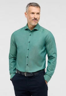 Eterna Langarmhemd SLIM FIT NON IRON Grün/Türkis