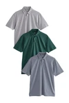 Next Poloshirt Poloshirts aus Jersey im 3er-Pack Dunkelgrün/Blau/Grau