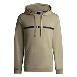BOSS Kapuzensweatshirt Authentic Hoodie mit Signaturstreifen Khaki/Beige/Dunkelgrün