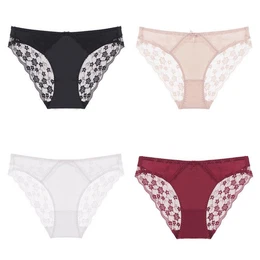 Slip 4 Stck sexy Spitzenunterhosen, niedrig-taillierte Damenhschen, Po (hebende, groe Gre Dreiecksunterhose, modische Damenhschen)