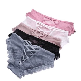 Slip 5 Stck sexy Unterhosen, durchbrochene, transparente (Mdchendreiecksunterhosen, Bindungsband, Tll-Spitzehschen)