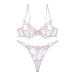 Slip Unterwsche-Set, sexy, gestickte Spitzenunterwsche, groe Brust, (Tanga-Hschen, BH-Set)