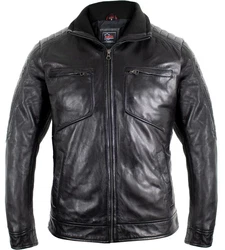 MDM Lederjacke Biker Stil Grau/Schwarz/Dunkelgrau