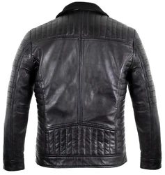 MDM Lederjacke Biker Stil Grau/Schwarz/Dunkelgrau