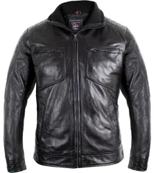 MDM Lederjacke Biker Stil Grau/Schwarz/Dunkelgrau