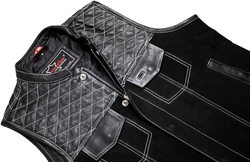 MDM Weste Custom Biker Hunter Schwarz/Grau/Dunkelgrau