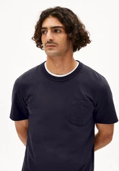 Armedangels T-Shirt MAARKOS POCKET Dunkelblau