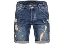 Amaci&Sons Herren Destroyed Jeans Shorts Sommer Bermuda (798) Used Blue