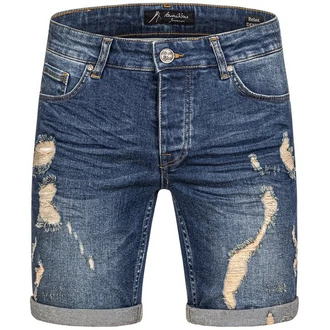 Amaci&Sons Herren Destroyed Jeans Shorts Sommer Bermuda (798) Used Blue