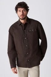 Next Hemdjacke Leinwand-Hemdjacke Braun/Dunkelbraun/Khaki