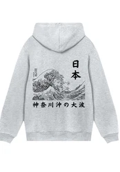F4NT4STIC Kapuzenpullover Kanagawa Welle Golden Gai Hellgrau/Grau