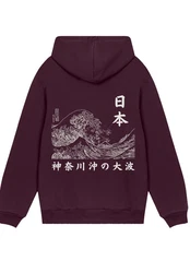 F4NT4STIC Kapuzenpullover Kanagawa Welle Golden Gai Fliederfarben/Dunkelrot/Bordeaux/Lila