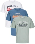 Jack & Jones Print-Shirt (Spar Set, 3er-Pack) Blau/Hellblau