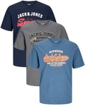Jack & Jones Print-Shirt (Spar Set, 3er-Pack) Blau/Hellblau/Dunkelblau/Grau Jack & Jones Print-Shirt (Spar Set, 3er-Pack) Blau/Hellblau/Dunkelblau/Grau
