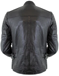 MDM Herren Freizeit Biker Lederjacke Schwarz/Braun/Grau/Dunkelgrau