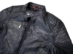 MDM Herren Freizeit Biker Lederjacke Schwarz/Braun/Grau/Dunkelgrau